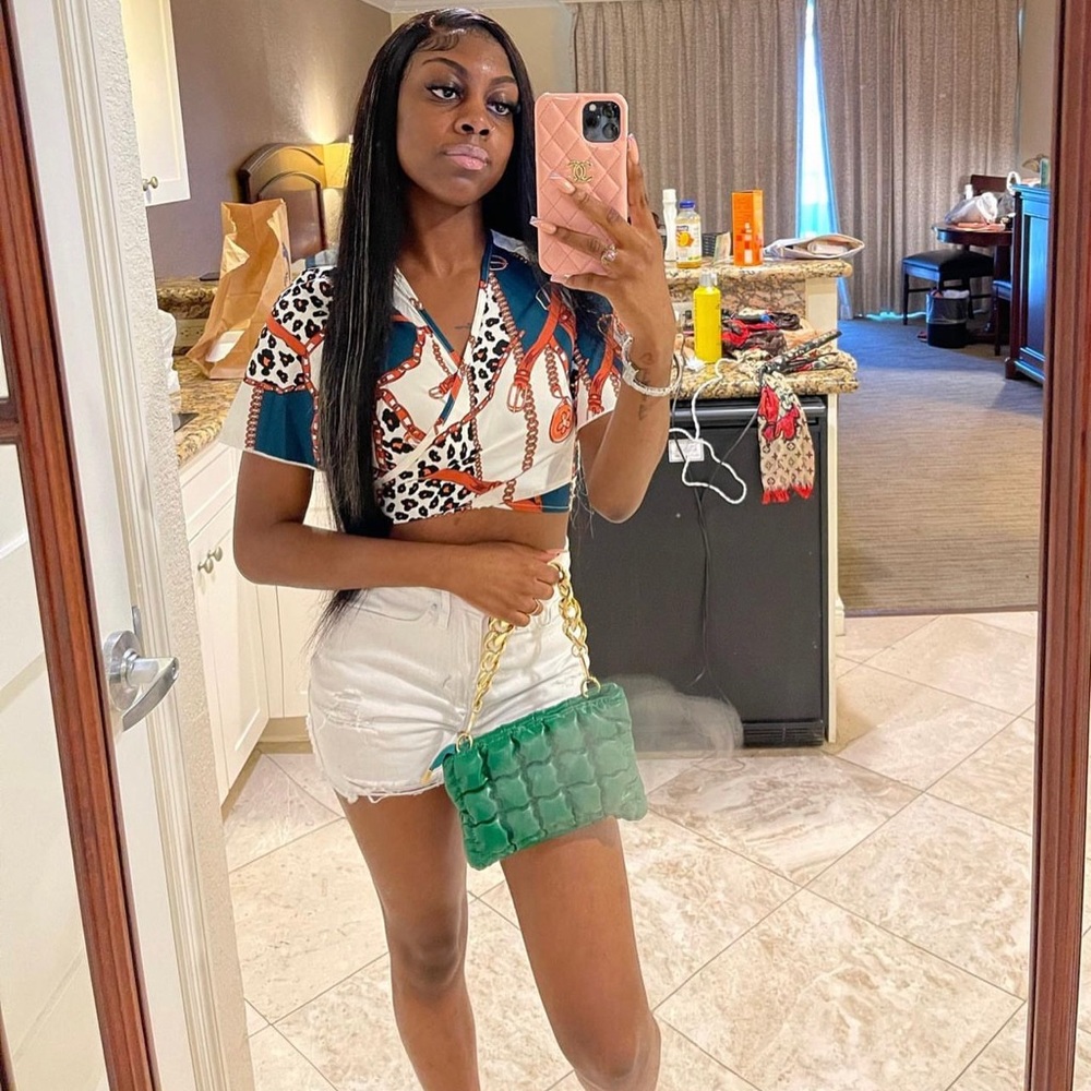 Chain print tie crop top